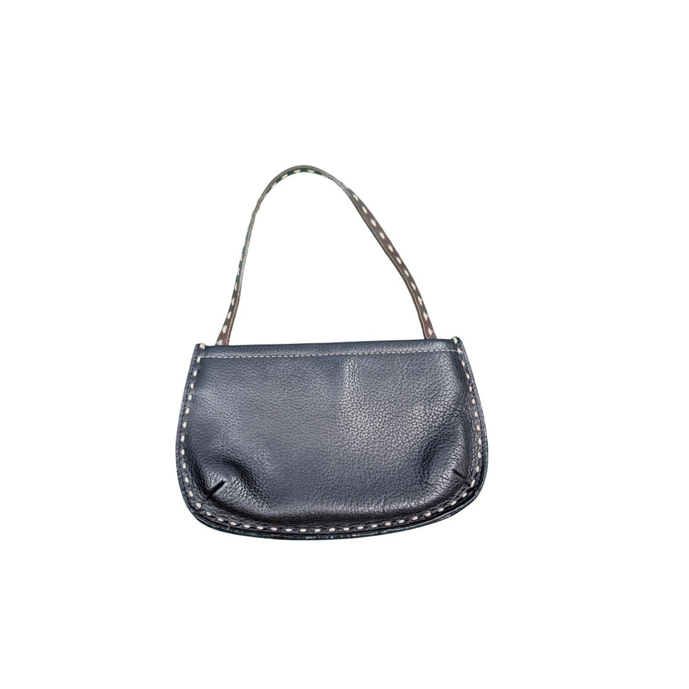 Gap Shoulder Bag Women Mini Small Black Leather Whipstitch Boho Y2K Purse